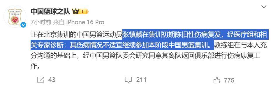 od体育下载-关于正式退出，篮协发声，张镇麟官宣决定，原因曝光，已回辽的信息